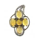 Genuine Fire Opal & White Topaz Pendant