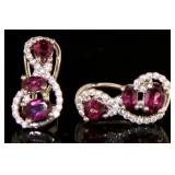 Genuine Rhodolite Garnet & White Topaz Earrings