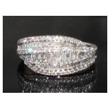 14kt Gold Baguette 1.00 ct DIamond Wave Ring