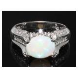 10kt Gold Natural 2.00 ct Opal & Diamond Ring