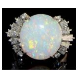 Platinum 5.78 ct Opal & Diamond Ring
