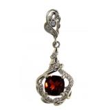 Genuine Cushion Cut Garnet & White Topaz Pendant
