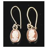 14kt Gold Vintage Bezel Set Cameo Earrings