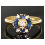 18kt Gold Antique Sapphire & Diamond Ring