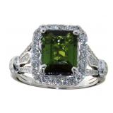 14kt Gold 2.61 ct Green Tourmaline & Diamond Ring