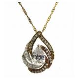 Beautiful Tri-Toned White Topaz Teardrop Necklace
