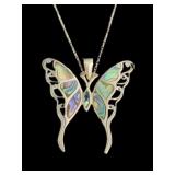 Beautiful Large Abalone Butterfly Necklace