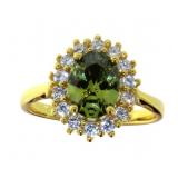Brilliant 2.50 ct Oval Peridot & White Topaz Ring
