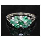 14kt Gold Natural Emerald & Diamond Ring