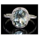Genuine Oval 2.18 ct Green Amethyst & Diamond Ring