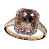 14K Rose Gold 3.21 ct Morganite and Diamond Ring