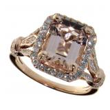 14kt Rose Gold 3.31 ct Morganite & Diamond Ring