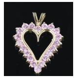 10kt Gold 3.50 ct Pink Sapphire Heart Pendant