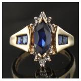 10kt Gold Marquise Sapphire & Diamond Ring
