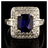 14kt White Gold 3.70 ct Sapphire & Diamond Ring