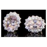 Natural 2.50 ct Morganite & White Zircon Earrings