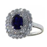14kt Gold 2.54 ct Oval Sapphire & Diamond Ring