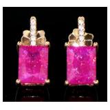 Radiant Cut 4.00 ct Pink Sapphire Post Earrings
