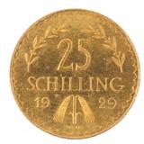 1929 Republik Osterreich 25 Shilling Gold Coin