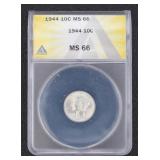 1944 MS66 FSB GEM Mercury Silver Dime