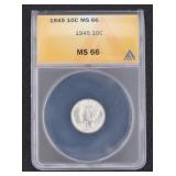 1945 MS66 GEM Mercury Silver Dime