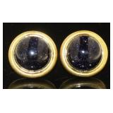 Cabochon Blue Goldstone Earrings