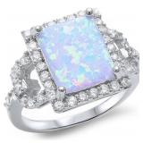 Amazing Radiant Cut White Opal Designer Ring