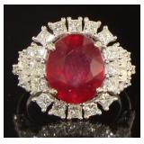 14kt Gold 10.50 ct Oval Ruby & Diamond Ring