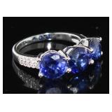 14kt Gold 5.46 ct Sapphire & Diamond Ring