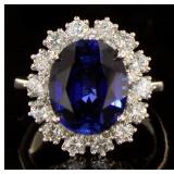 14K White Gold 7.95 ct Sapphire and Diamond Ring