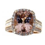 14K Rose Gold 5.81 ct Morganite and Diamond Ring