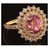 14kt Rose Gold 2.65 ct Oval Pink Tourmaline Ring