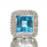 10kt Gold 3.30 ct Aquamarine & Diamond Pendant