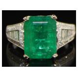 14kt Gold 8.36 ct Natural Emerald & Diamond Ring