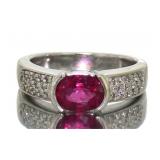 14kt Gold Natural Pink Tourmaline & Diamond Ring