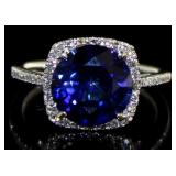 14kt Gold 4.78 ct Round Sapphire & Diamond Ring