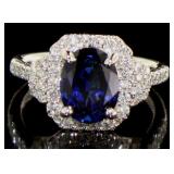 14kt Gold 3.15 ct Oval Sapphire & Diamond Ring