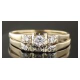 14kt Gold Vintage 2 pc Diamond Wedding Set