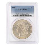 1887 Philadelphia MS63 Morgan Silver Dollar
