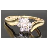 14kt Gold Vintage Diamond Cluster Ring