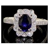 14kt Gold 2.04 ct Oval Sapphire & Diamond Ring
