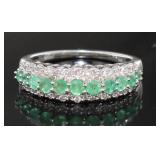10kt Gold Natural Emerald & Diamond Ring