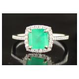 14kt Gold 1.50 ct Natural Emerald & Diamond Ring