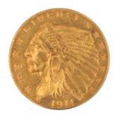 1911 Indian Head $2.50 Gold Quarter Eagle