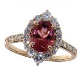 14K Rose Gold 1.68 ct Tourmaline &  Diamond Ring
