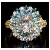 Beautiful Blue & White Topaz Elegant Ring