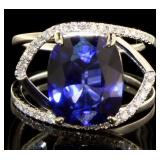 14kt Gold 7.37 ct Sapphire & Diamond Ring