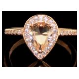 Stunning Pear Cut Morganite & White Topaz Ring