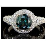 14kt Gold 3.20 ct Round Blue Diamond Ring