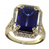 14kt Gold 10.92 ct  Sapphire & Diamond Ring